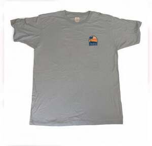 Reef Men's Sunset Palm Tree Pocket Logo Graphic T-Shirt Gray